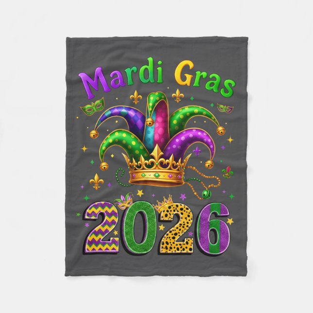 Manta Polar Happy Mardi Gras 2026 Jester Hat Men Women Kid Car (Anverso)