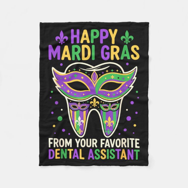 Manta Polar Happy Mardi Gras From Your Favorite Dental Istant  (Anverso)