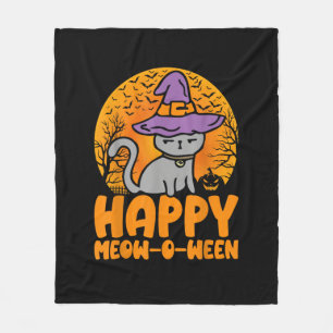 Manta Polar Happy Meow O Ween Pumpkin Cat Witch Full Moon Hall