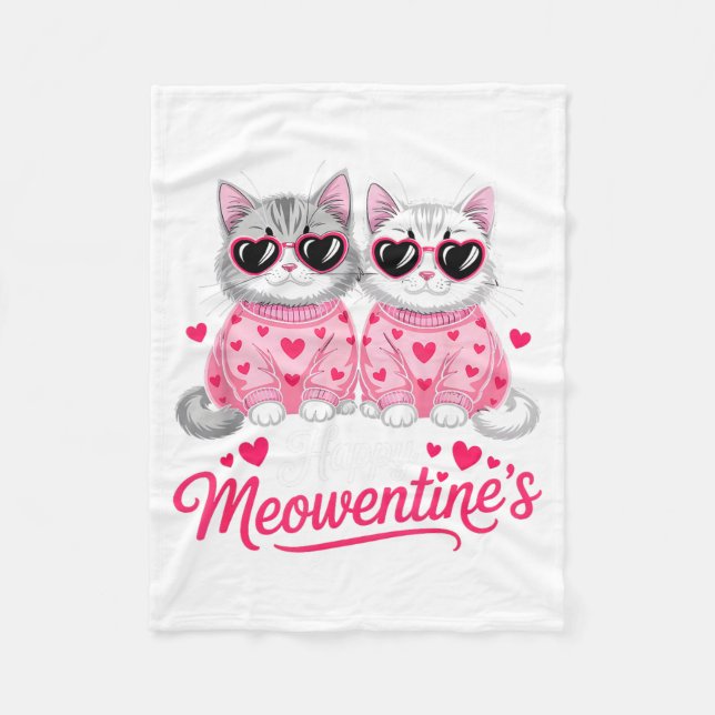Manta Polar Happy Meowentine’s Cute Romantic Cats Couple Valen (Anverso)