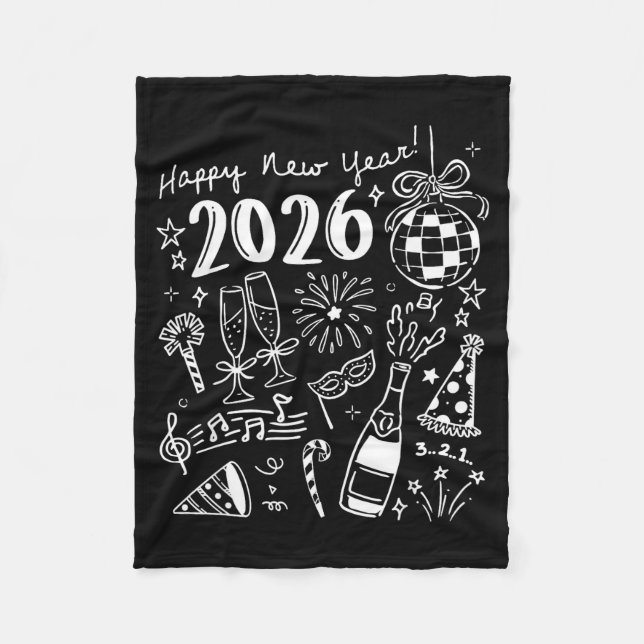 Manta Polar Happy New Year 2026 Bow Funny  (Anverso)