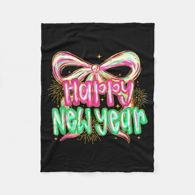 Manta Polar Happy New Year 2026 Brushstroke Coquette Firework  (Anverso)