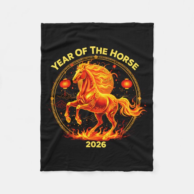 Manta Polar Happy New Year 2026 Chinese New Year Horse Zodiac  (Anverso)