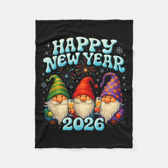 Manta Polar Happy New Year 2026 Cute Gnome Party Gift  (Anverso)