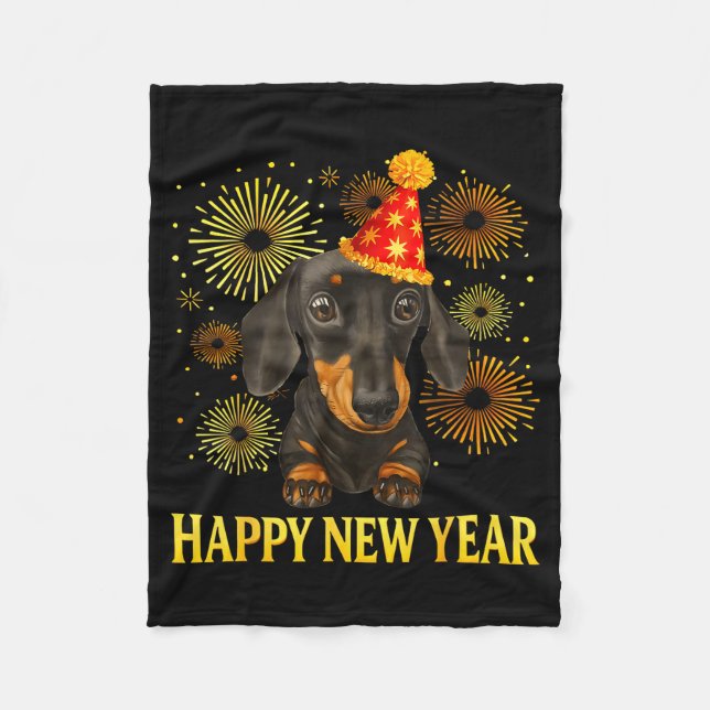 Manta Polar Happy New Year 2026 Dachshund Fireworks New Years  (Anverso)