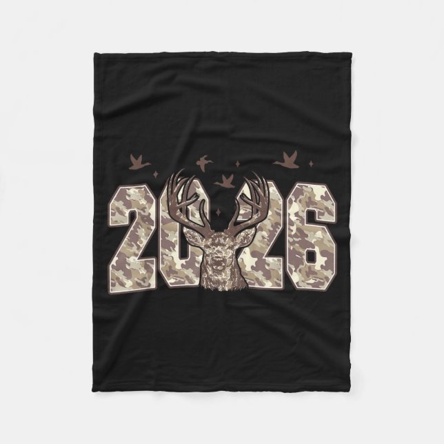 Manta Polar Happy New Year 2026 Deer Buck Hunting Camo Camoufl (Anverso)