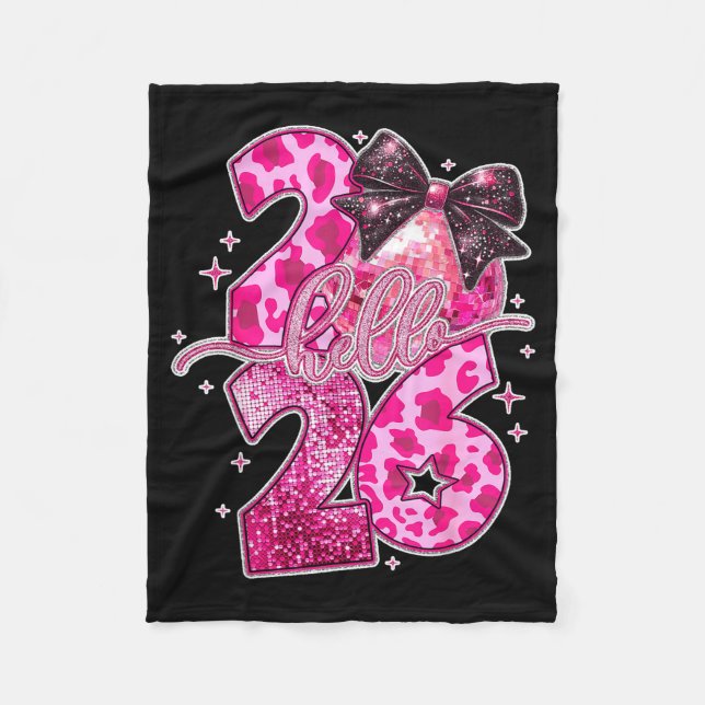 Manta Polar Happy New Year 2026 Disco Ball Bow New Year's Eve  (Anverso)