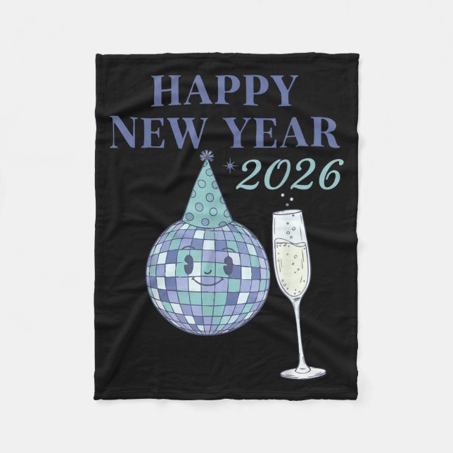 Manta Polar Happy New Year 2026 Disco Ball Celebration  (Anverso)