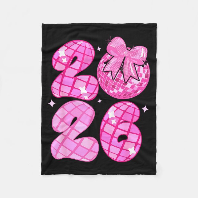 Manta Polar Happy New Year 2026 Disco Ball Nk Coquette Bow Fam (Anverso)