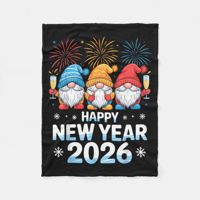Manta Polar Happy New Year 2026 Gnome Cute Holiday Celebration (Anverso)