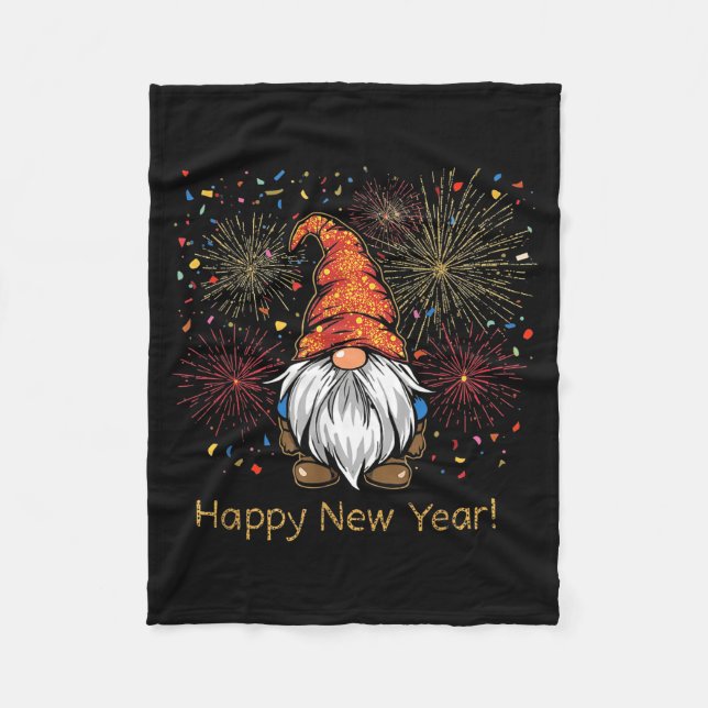 Manta Polar Happy New Year 2026 Gnomes Fireworks Confetti  (Anverso)