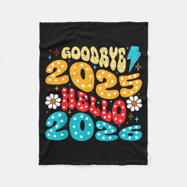 Manta Polar Happy New Year 2026 Goodbye 2025 Hello 2026  (Anverso)