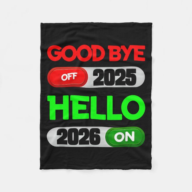 Manta Polar Happy New Year 2026 Goodbye 2025 Hello 2026  (Anverso)
