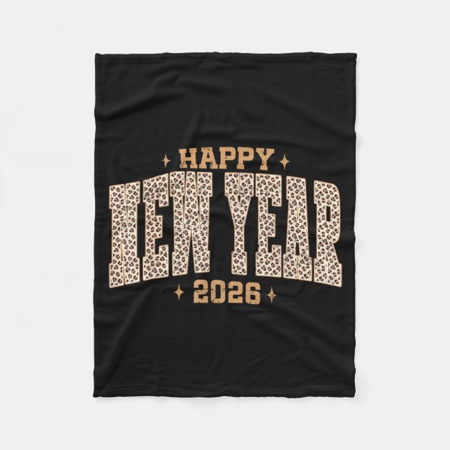 Manta Polar Happy New Year 2026 Retro Leopard New Years Eve Pa (Anverso)