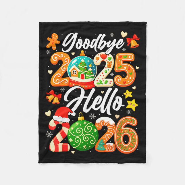 Manta Polar Happy New Year Goodbye 2025 Hello 2026 Christmas G (Anverso)