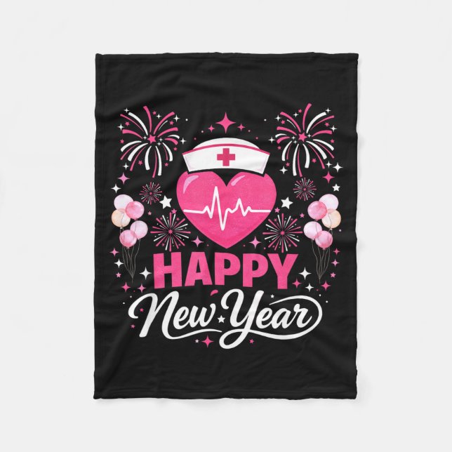 Manta Polar Happy New Year Nurse Crew Heartbeat Medical Celebr (Anverso)