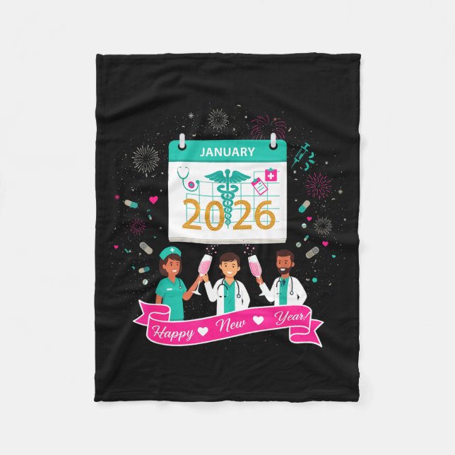 Manta Polar Happy New Year Nurse Shirt; Cute Medical Staff 202 (Anverso)
