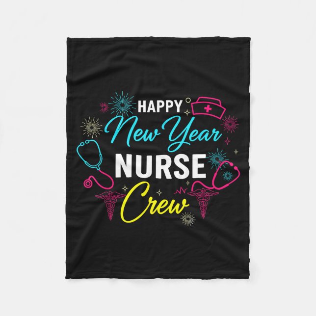 Manta Polar Happy New Year Nurse Shirt, Fireworks Stethoscope  (Anverso)