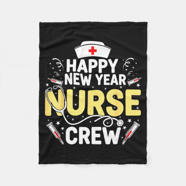 Manta Polar Happy New Year Nurse Shirt, Fireworks Stethoscope  (Anverso)