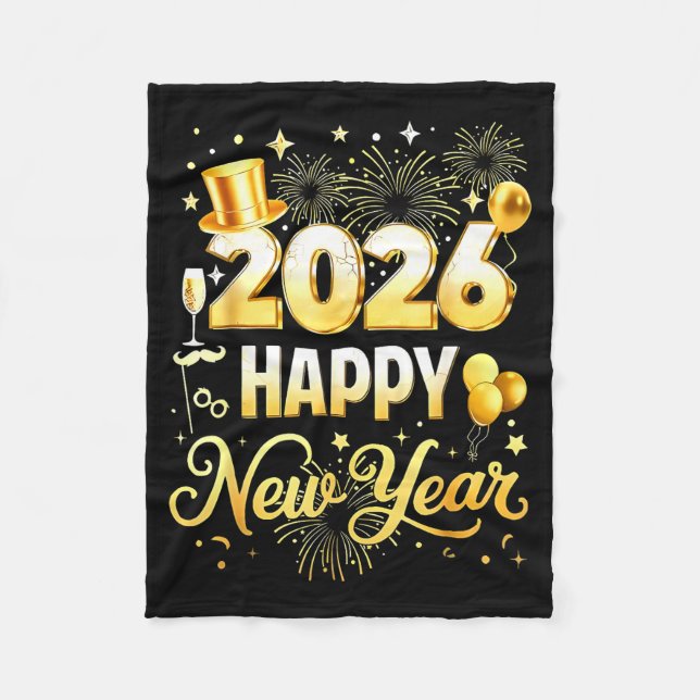 Manta Polar Happy New Year Party 2026 Funny Balloon Family Mat (Anverso)