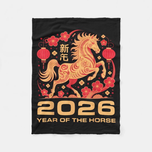 Manta Polar Happy New Year-year Of The Horse Chinese New-year  (Anverso)