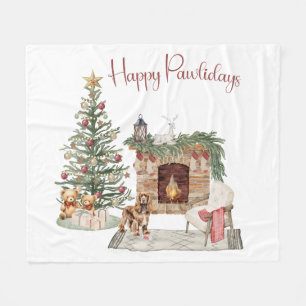 Manta Polar Happy Pawlidays Dog Design - Cocker Spaniel