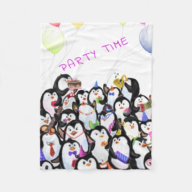 Manta Polar Happy Penguins Baby Fleece Blanket (Anverso)