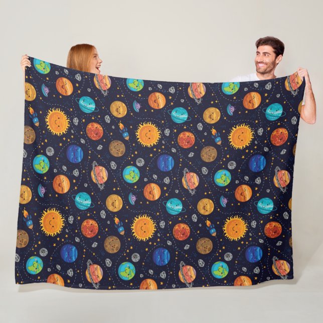 Manta Polar Happy Planets Fleece Blanket (In situ)