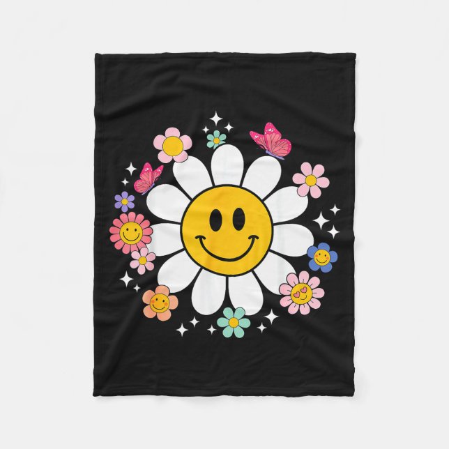 Manta Polar Happy Retro Daisy Smile Face Preppy Aesthetic Men  (Anverso)