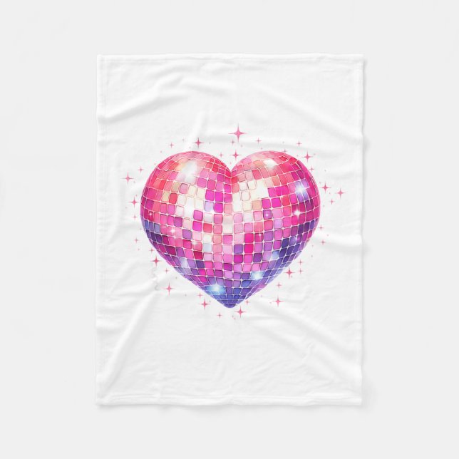 Manta Polar Happy Valentine's Day Coquette Nk Disco Ball Heart (Anverso)