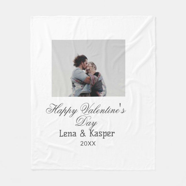 Manta Polar Happy Valentine's day couple photo modern simple t (Anverso)