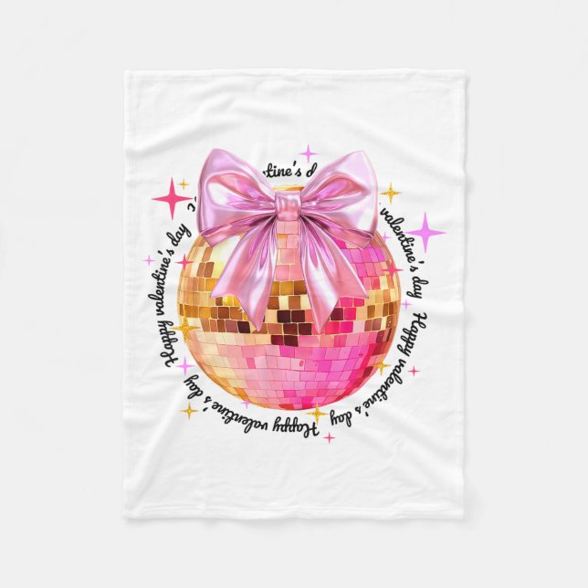Manta Polar Happy Valentine's Day Funny Coquette Disco Ball Gi (Anverso)