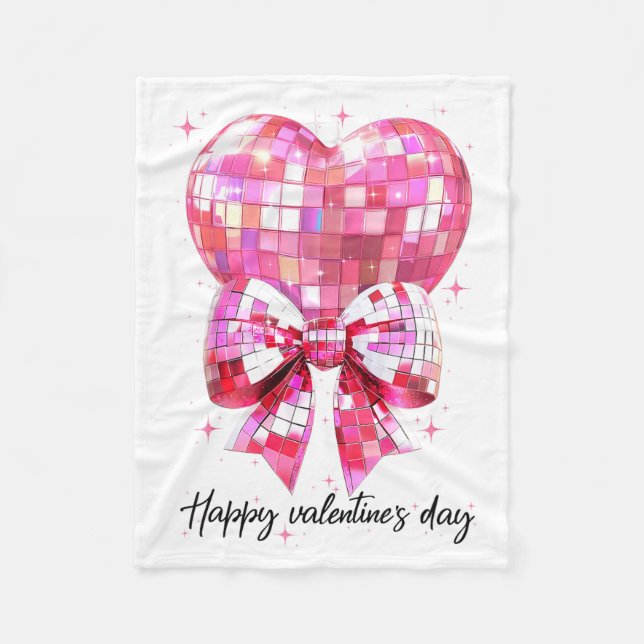 Manta Polar Happy Valentine's Day Funny Coquette Disco Ball He (Anverso)