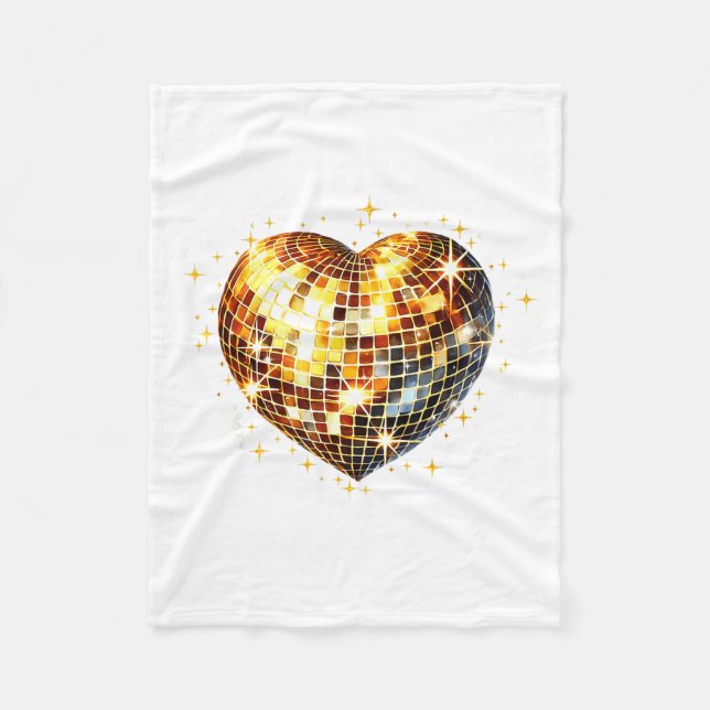 Manta Polar Happy Valentine's Day Funny Gold Coquette Disco Ba (Anverso)
