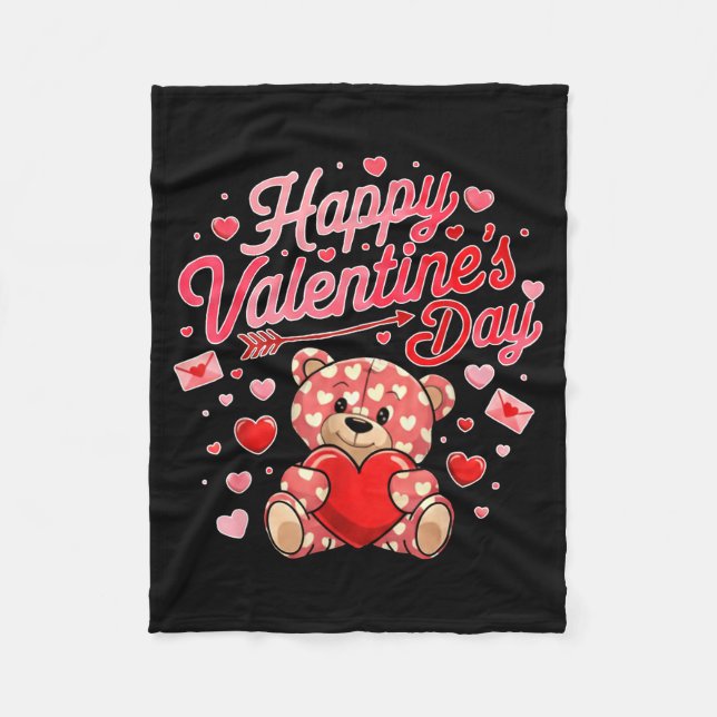 Manta Polar Happy Valentines Day Women Cute Bear Valentine Hea (Anverso)