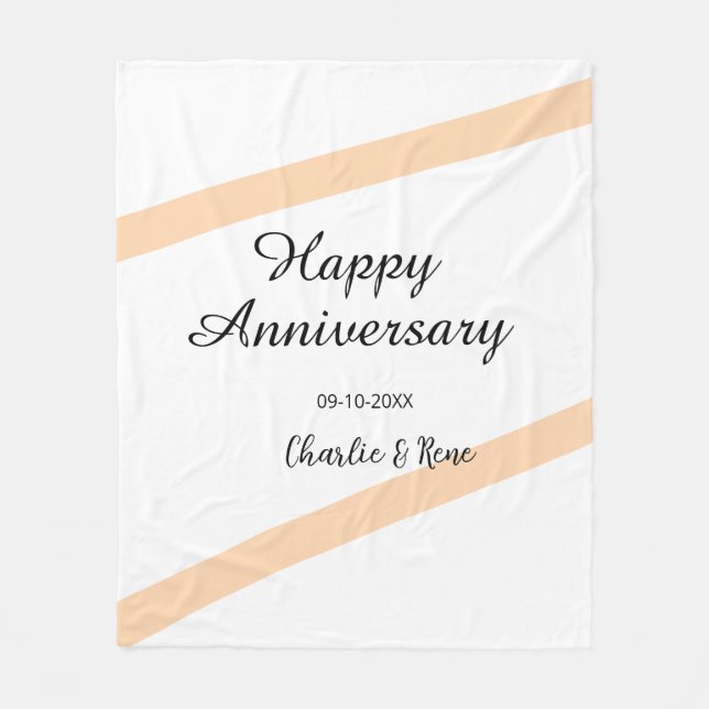 Manta Polar Happy wedding anniversary orange pastel lines name (Anverso)