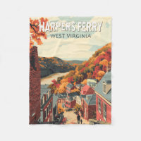 Harpers Ferry West Virginia Travel Art Vintage