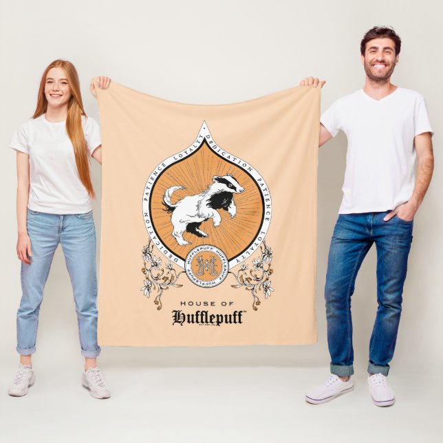 Manta Polar HARRY POTTER™ | Escudo Delicado Sketch HUFFLEPUFF™ (In situ)