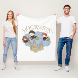 Manta Polar HARRY POTTER™, Hermione y Ron vuelan sobre HOGWART