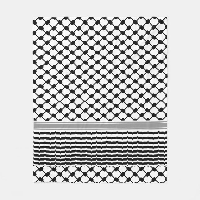 Manta Polar Hatta Keffiyeh Kufiya Folk Palestino (Patrón 2) (Anverso)