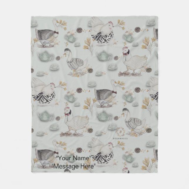 Manta Polar Haute Couture Ducks & Chicken Baby Fleece Blanket (Anverso)