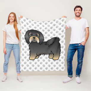 Manta Polar Havanés negro y bronceador perro de dibujos animad