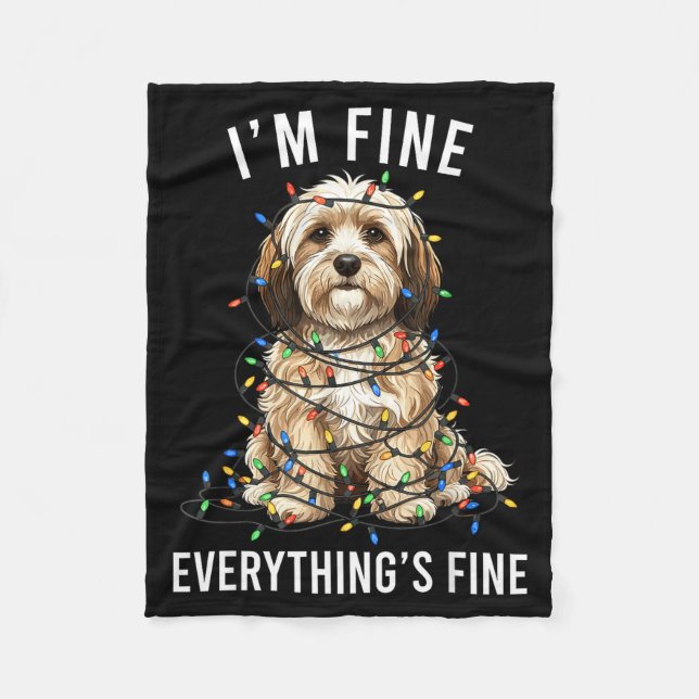 Manta Polar Havanese Christmas I'm Fine Everything Is Fine  (Anverso)