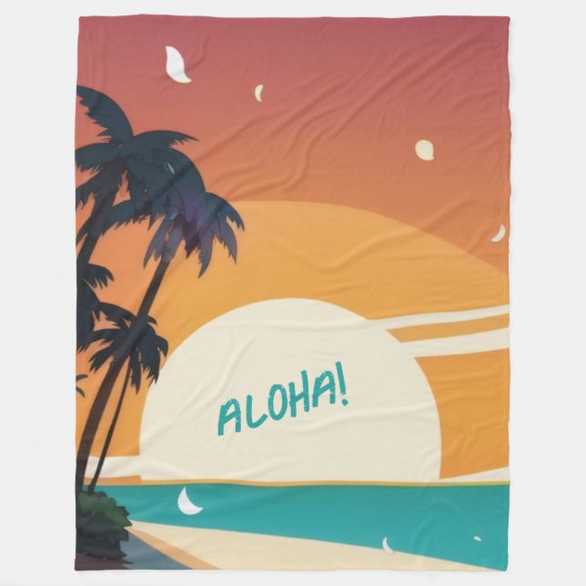 Manta Polar Hawai/Aloha/Tropical/playa (Anverso)