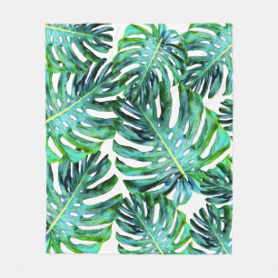 Manta Polar Hawái Hoja de Monstera Vegetación Tropical Moderna