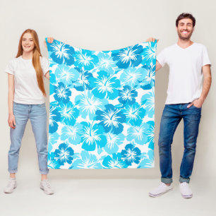 Manta Polar Hawaiana floral hawaiana del hibisco épico - Turq