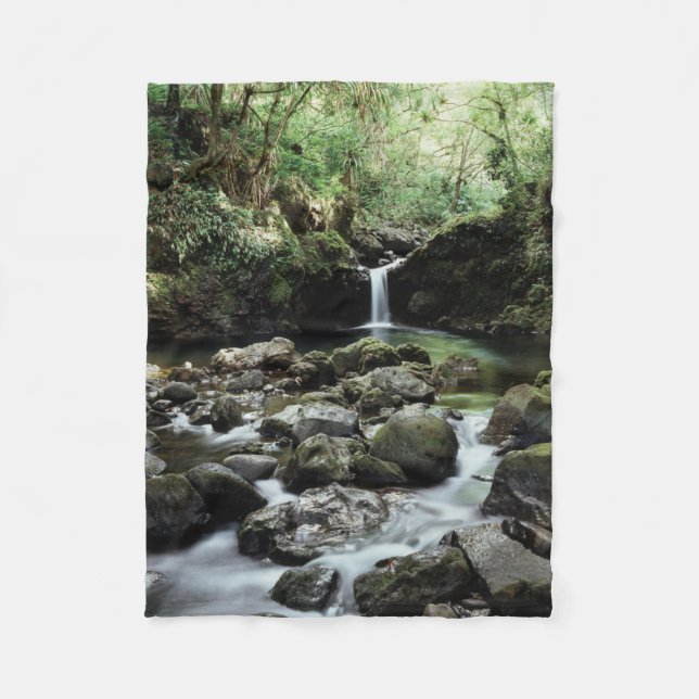 Manta Polar Hawaii, Maui, una cascada fluye hacia el estanque  (Anverso)