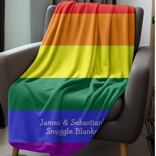 Manta Polar Haz tu propia bandera del orgullo gay personalizad (Personalized colorful LGBT Gay Pride rainbow pride blanket from Ricaso. cosy throw for couples)