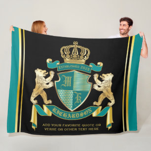 Manta Polar Haz tu propio escudo de armas Verde azulado emblem