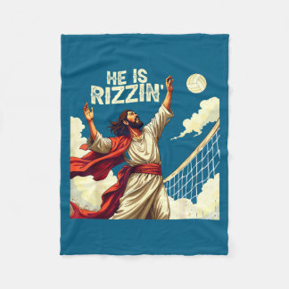 Manta Polar He Is Rizzin Jesus Meme Quote Shirt Funny Volleyba